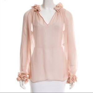Diane Von Furstenberg Lunelle Blush Silk Blouse